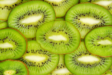 Sliced kiwi fruits