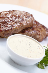 steak with sauce