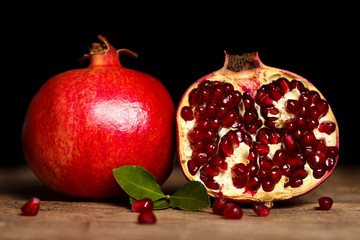 Pomegranates side by side