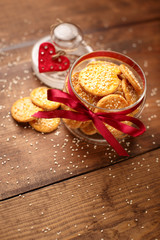 Cheese Biscuits on wooden background