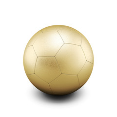 Gold soccer ball isolate on white