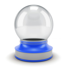 Visualization of an empty snow globe on blue base.