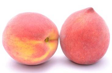 Ripe peach fruit isolated on white background