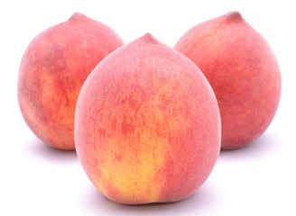 Ripe peach fruit isolated on white background