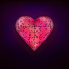 red puzzle design as love and heart symbol modern graphic
