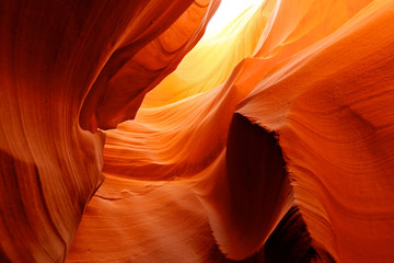 Fire in the Cave at Lower Antelope Canyon - obrazy, fototapety, plakaty