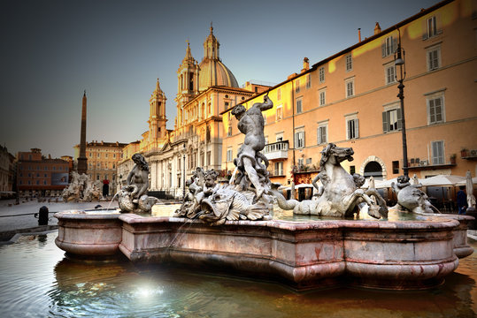 Piazza Navona, Neptune Fountain, Rome