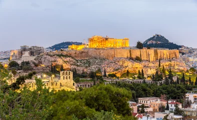Fotobehang Gezicht op de Akropolis van Athene - Griekenland © Leonid Andronov