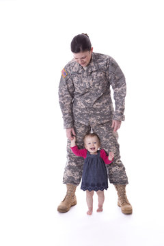 Us military mother with her baby
