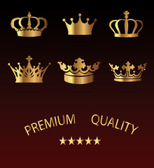 Crown Icons Set - Isolated On Black Background - Vector