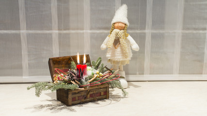 Christmas candles and pretty doll