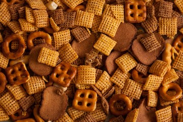 Snack mix food background