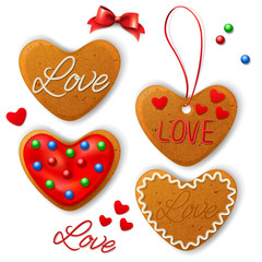 Set of Happy Valentine's daycookie with decorative elements