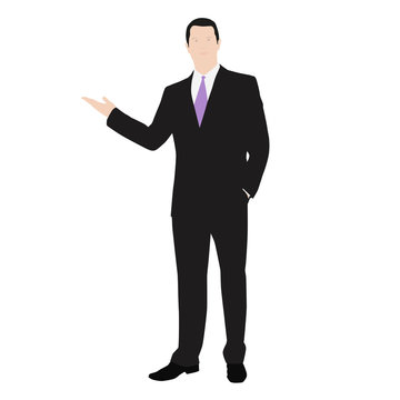 Vector drawing of a successful man dressed in a suit. Presentati