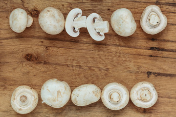 Food. Fresh white mushrooms champigonons