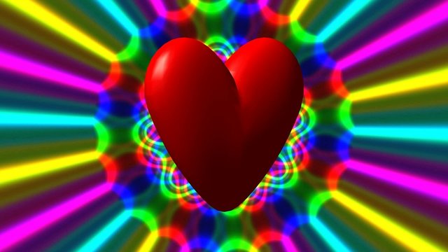 Love heart with rainbow waves seamless loop fullhd video