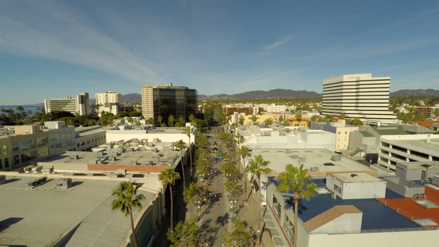 Los Angeles Aerial Santa Monica Third Street Promenade