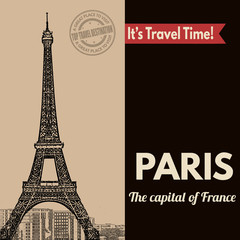 Paris, retro touristic poster