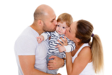 Happy family with baby.