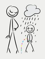 Rainbow rain, art vector cartoon outline sketch