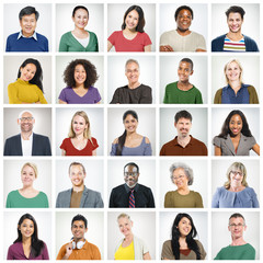 People Diversity Faces Human Face Portrait Community Concept - obrazy, fototapety, plakaty