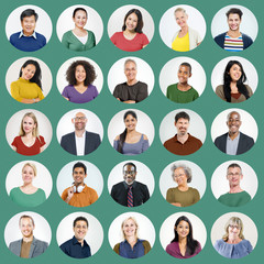 People Faces Portrait Multiethnic Cheerful Group Concept