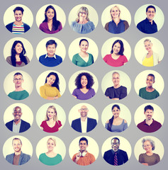 People Faces Portrait Multiethnic Cheerful Group Concept