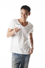 Asian man using mobile phone