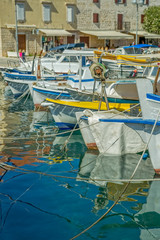 Fototapeta na wymiar Moored boats in Supetar