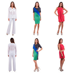Fototapeta premium Set of girl in various clothes