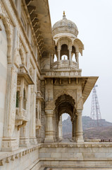 Fototapeta premium Jaswant Thada. Ornately carved white marble tomb of the former r