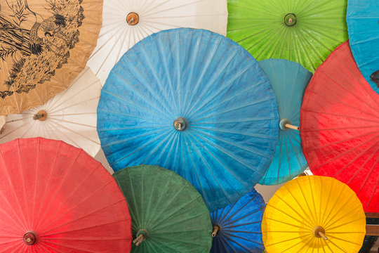 Colorful Of Umbrella In Chiang Mai Market, Thailand