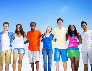 Group Friends Outdoors Diversed Cheerful Fun Concept