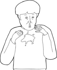 Outline of Man with Stain on Shirt