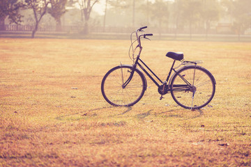 Fototapeta na wymiar Vintage bicycle in Sukhothai Historical Park, Thailand