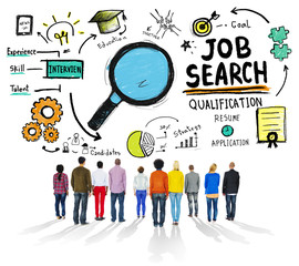 Ethnicity Casual People Searching Job Search Recruitment Concept