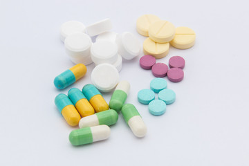 pills on white background