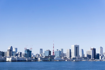 東京都市風景　全景　東京タワーと高層ビル