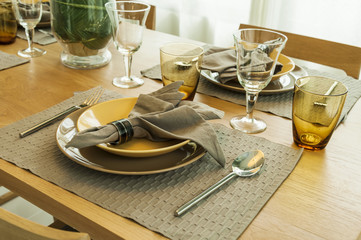 Ceramic tableware on the table