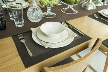 Ceramic tableware on the table