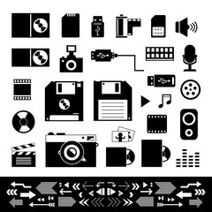 technology and storage icons set