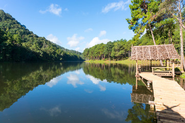 Pang Ung reservoir lake located in Mae Hong Sorn, Thailand.
