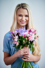 Blonde with flowers