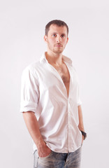 Fototapeta premium Man in white shirt