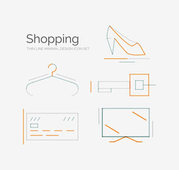 Outline design shopping icon set