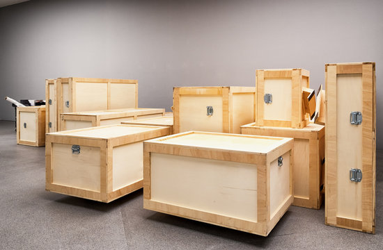 group of wooden boxes