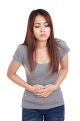 Fototapeta premium Young Asian woman got stomachache