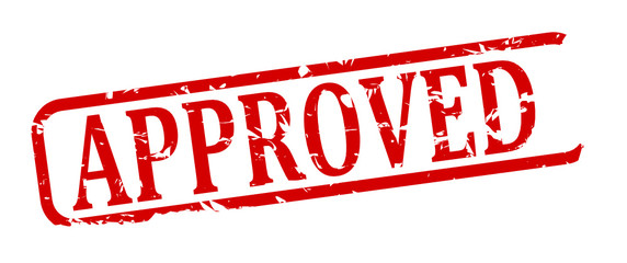 Red oval stamp with the word "approved" - vector svg