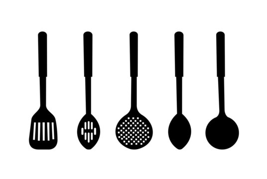  illustration silhouette of kitchen ware are isolated on white b