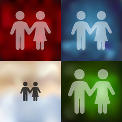 couple in love icon on blurred background